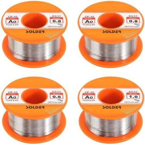 Kaelt - Fil de Soudure, 4 Pièces Fil Etain a Souder Colophane Fil de Soudure, Soudure avec Noyau de Colophane Fil de Soudure avec Flux Bobine D'étain à Souder pour Soudure Électrique (0,6/0,8/1 mm)-Au (1/4)