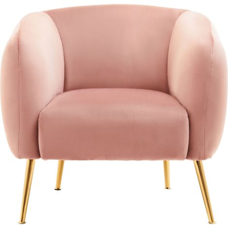 Interiors by Premier Pink Velvet Armchair, Foaming Seat With Gold Metal Legs For Comfortable Seating, Living Room Accent Chair (1/5)