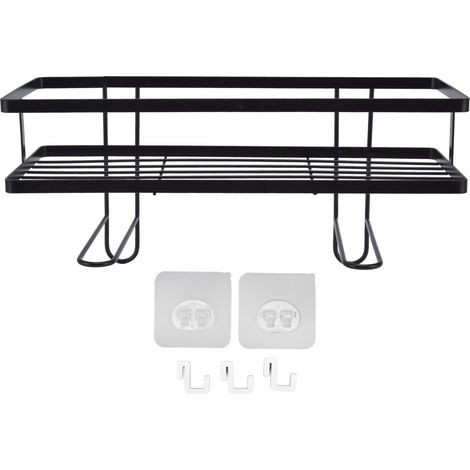 Étagère de rangement à poser au-dessus des toilettes, sans perçage, gain de place, organisateur de salle de bain, noir (1/5)