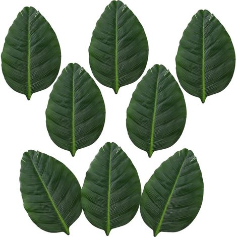 Lot de 8 Sets de Table en Forme de Feuilles Tropicales Artificielles, Décor Hawaïen, Résistants la Chaleur, Coussins de Table Décoratifs pour Fête, Cuisine et Maison, Napperons'Parent'-'- (1/5)
