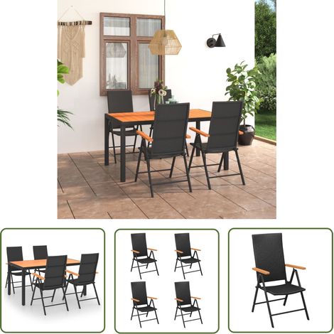 Ensemble Table et Chaise de Jardin 5 pcs - Ensemble de salle à manger de jardin Noir et marron BV583550 - BonneVie (1/5)