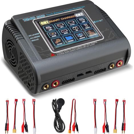 Chargeur Lipo Balance, Déchargeur de Chargeur RC pour Lipo Lilon LiFe LiHV NiMH NiCD PB et Smart Battery, AC 150W DC 240W 10A, Compatible avec les Connecteurs XT60 Deans Tamiya (1/5)