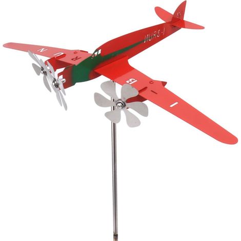 Flugzeug-Windspiel Metall, 3D-Windmühle wetterfest, handgeschweißt, Gartendeko für Außenbereich
