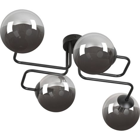 Lampada a Soffitto Brendi, Acciaio verniciato a polvere, Vetro, Nero, Grigio, 55x32x50 cm