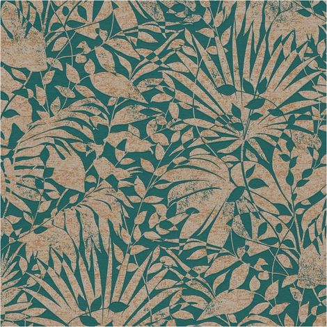 Exclusive luxury wallpaper wall Profhome 388311 non-woven wallpaper textured with floral ornaments and metallic effect green gold turquoise green 5.33 m2 (1/5)