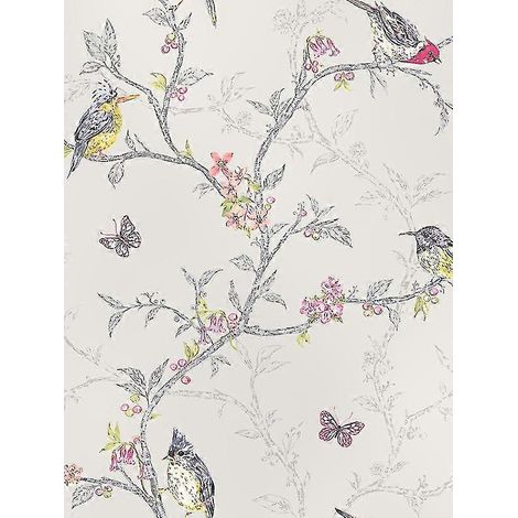 Natur- und Vogeltapete, ornithologische Wanddekoration, wildes Muster für den Innenbereich, Panorama-Wandverkleidung, naturalistischer Stil, beruhigende Atmosphäre, einfach zu installieren, ideal für (1/2)