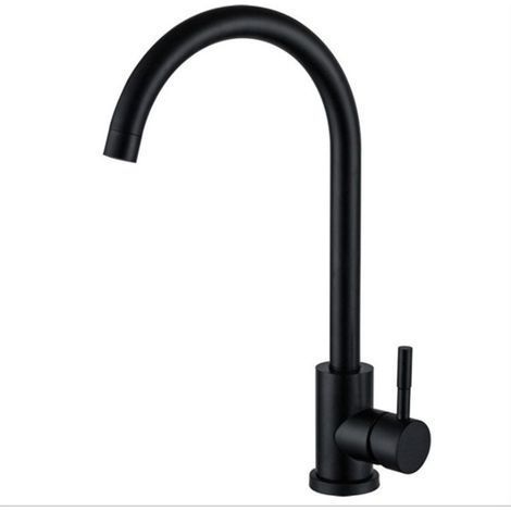 Robinet de Cuisine rotatif à 360 °Cuisine Mitigeur Acier Inoxydable eau Chaude et Froide simple poignée moderne anti-empreintes Digitales anti-lime Robinet évier de cuisine(noir)
