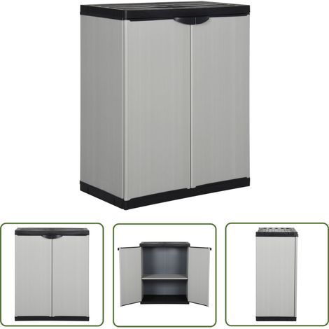 The Living Store Armoire de rangement de jardin 1 étagère Gris/noir 68x40x85 cm - Meuble De Jardin - Armoire De Rangement Extérieur - Placard De Jardin - Casier De Rangement - Armoire Grise (1/5)