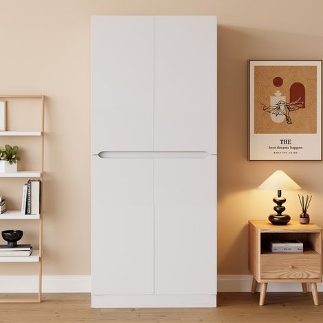 Armoire-2-Portes-Blanc-Mural-Rangement-Etagère-Intégrée-Meuble-Salle-de-Bains-70x40x170(cm) (1/5)