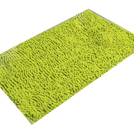 Tapis de bain en chenille douce, moelleuse et confortable, super absorbante et épaisse, antidérapante-Green (1/5)