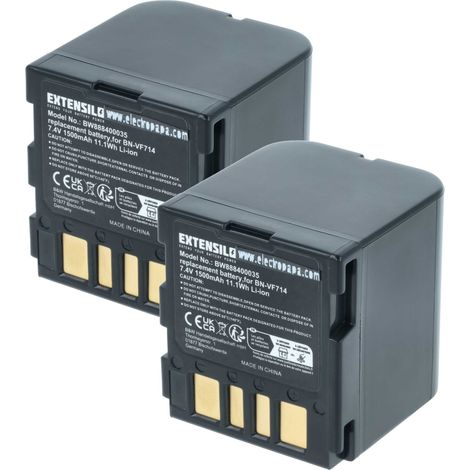 EXTENSILO 2x Akku kompatibel mit JVC GZ-MG27, GZ-MG24, GZ-MG21, GZ-MG20, GR-X5EX, GR-X5E, GR-X5, GR-DF590, GR-DF 570 Kamera (1500 mAh, 7,4 V, Li-Ion) (1/5)
