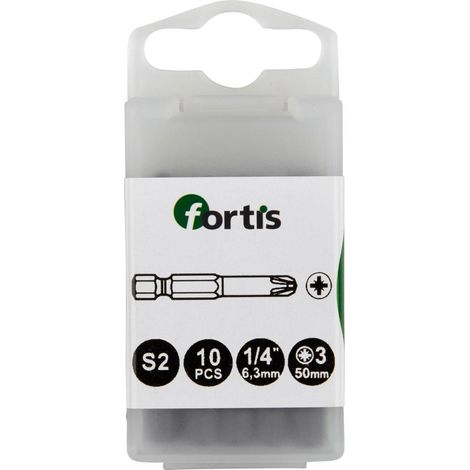 Bit zähhart 1/4" DIN3126 E6,3 PZ3x50mm 10er Pack FORTIS (1/4)