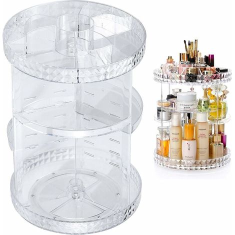 Organisateur de beauté maquillage cosmétique organisateur 360 ° rotatif stockage cosmétique bote maquillage organisateur pour commode chambre salle de bain transparent (1/5)