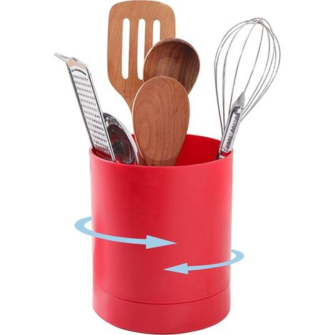 Organisateur de couverts avec un support rotatif, adapté aux cuillères et fourchettes (blanc). (1/5)