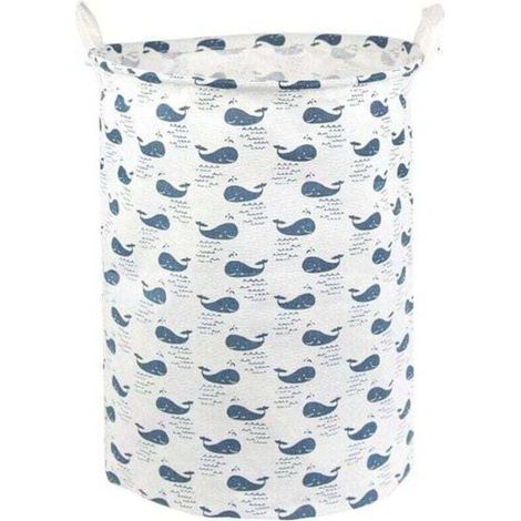 Motif de baleine bleue,Panier à linge et filet con, XU,teneur rangement pliable, XU,panier avec poignée panier serviettes coton intérieur étanche design mignon KZQ - KZQ (1/4)