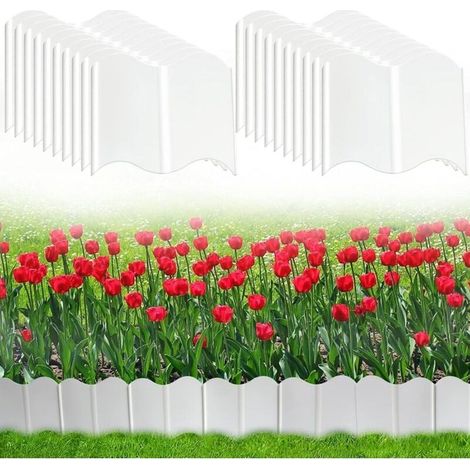 Bordure De Jardin Flexible 40 Pièces En Plastique Blanc Pour Pelouse Parterre Patio (1/4)