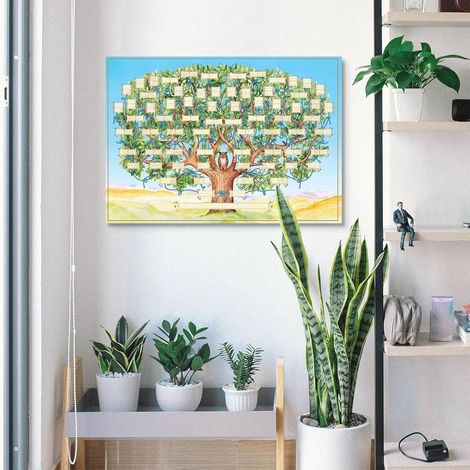 Arbre généalogique à compléter - Affiche généalogique sur 6 générations - Arbre généalogique vierge à compléter - Diagramme d'arbre généalogique sur toile - Cadeau - 40 x 60 cm (1/5)