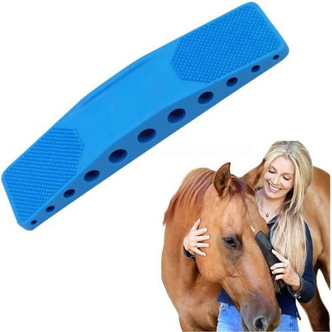 Brosse de toilettage 3 en 1 pour chevaux, chiens et chats - Brosse de massage pour éliminer sans douleur les poils morts, le pelage et les saletés - Bleue (1/5)