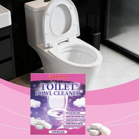 Pastilles effervescentes pour WC : pour cuvette, abattant, détachage, nettoyage et brillance pratiques pour un usage quotidien – 12 comprimés -- DTEKGAZ (1/5)