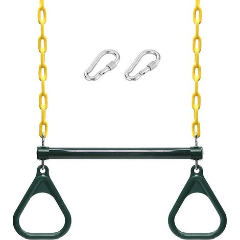 Trapezschaukelstange und Ringe, robuste Spielplatzschaukel mit 47 Fuß langen, kunststoffbeschichteten Ketten und Cara