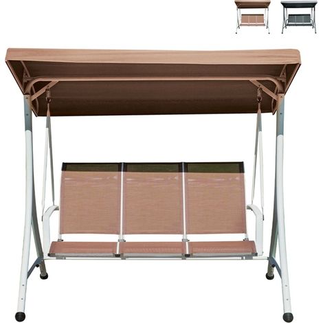 3-sitzige Gartenschaukel mit verstellbarem Sonnendach Ibis - Beige