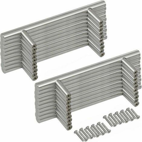 20PCS Poignée Bâton De Porte T- Bar Cuisine Porte Meuble Poignées Acier Inoxydable - Entraxe 96 mm