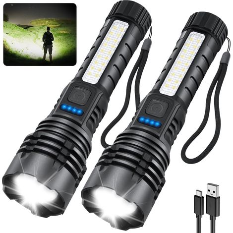 Lampe torche rechargeable haute puissance et à luminosité réglable avec 7 modes, idéale pour le camping et les urgences familiales, et un excellent cadeau pour les amateurs de randonnée en plein air. (1/5)