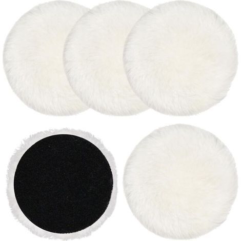 Juego de 5 almohadillas de pulido de lana de 125 mm, tapas de pulido para lijadoras orbitales aleatorias, para suelos de corcho. (1/4)