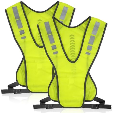 [JAMAIS UTILISÉ] Gilet de Sécurité Réfléchissant et Réglable avec Poche, Haute Visibilité pour Running, Vélo et Jogging, Gilet ‎Vert Fluorescent Respirant - 2 Pièces (Homme/Femme/Enfant) (1/5)