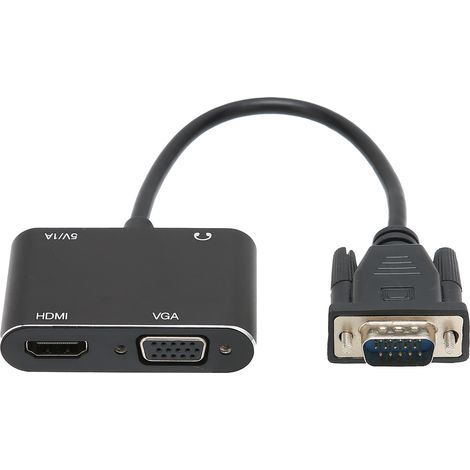 Adaptateur VGA vers HDMI avec Sortie Audio, Convertisseur Vidéo pour PC Moniteur (1/5)