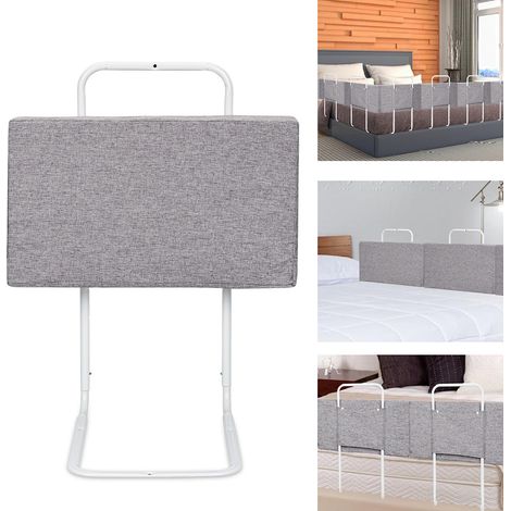 Wolketon Barrière de lit réglable en hauteur 60 cm Anti-chute Tube en acierPour lit d'enfant lit de parent Gris