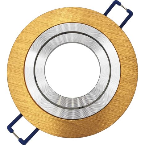 Portafaretto Tondo Oro satinato Orientabile da incasso cartongesso per lampadine led GU10 con ghiera svitabile (1/4)