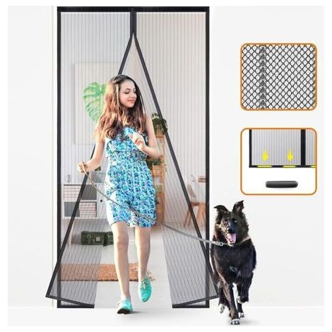 Moustiquaire Porte moustiquaire magnétique 100x210 cm auto-obturante, cloison en maille mains libres, résistante, laisse entrer la brise fraîche,convient aux animaux domestiques et aux enfants (1/4)