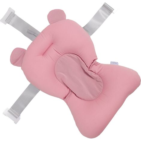 Weiches Babybadekissen, flauschig, atmungsaktiv, verstellbar, schwimmende Badematte für Neugeborene, rosa Bärenform. (1/5)