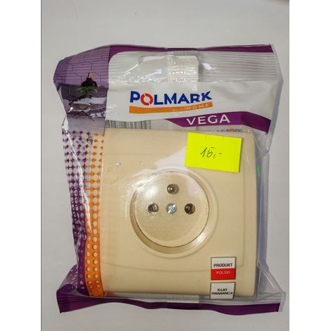 Einzelwandige Steckdose mit Erdung, beige, Polmark, 1 Stück.