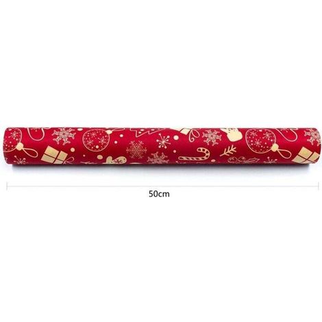Rouleau de papier cadeau de Noël recyclable rouge 50 cm x 14 m pour cadeaux de fête de Noël, anniversaire, décorations de cadeaux（50 cm × 70 cm × 20 feuilles） (1/3)