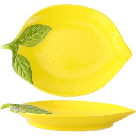 Zitronenförmiger Keramikteller, Obstteller (1/5)