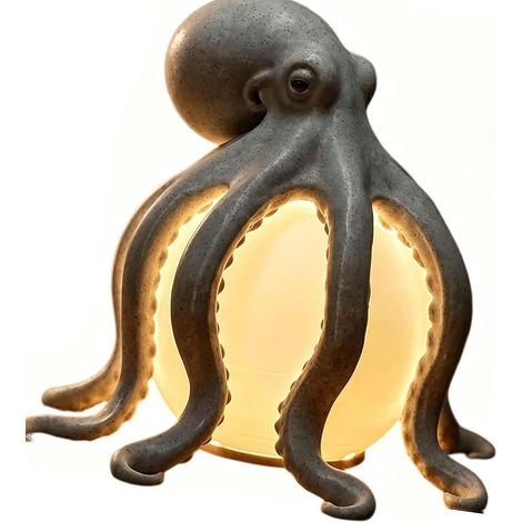 Lampe de table tentacule en résine, lumière chaude, style marin, pour la maison, noire (1/2)