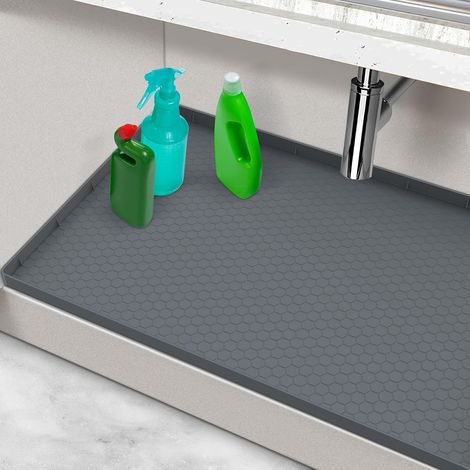 Wasserdichte Abflussmatte, 71 x 48 cm große Silikon-Abflussmatte, Abflussmatte und Schutzmatte für Küche und Waschbecken, grau (1/5)