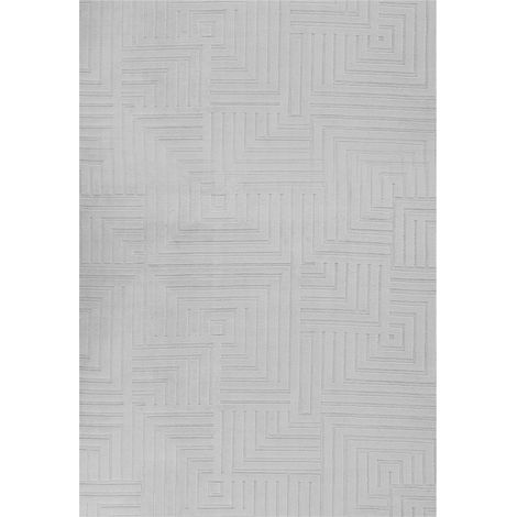 Area Rug Grey Jacquard 160 x 230 cm Low Pile Rectangular Shape Living Room Polyester Backing Modern TAMIREL (1/5)