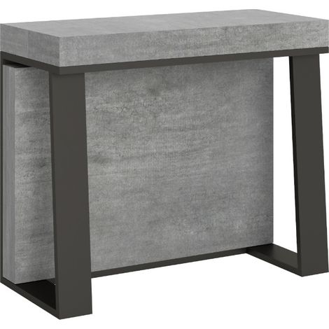 Console extensible bois et acier anthracite Ambra 90x40-288-Gris (1/5)