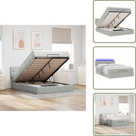 Coprimaterasso - vidaXL Struttura Letto Pouf con Materasso 140x190 cm Velluto - Luci a LED
