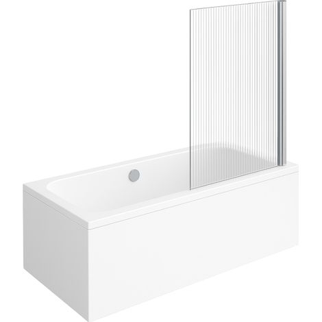 Bañera recta VILLEROY & BOCH Architectura acrílica 170 x 80 cm + Mampara de bañera derecha AURYS Raywall cromada