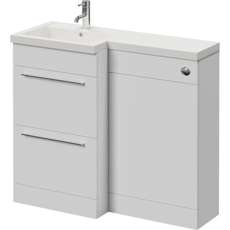 Napoli 390 Gloss White 1000mm 2 Drawer Vanity Unit Toilet Suite with Left Hand Square Lucia Basin - 1000mm - Chrome 320mm HandleWithout Kingston Toilet Pan