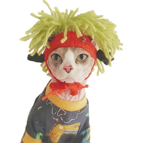 Chapeau Tricoté Main - Pour Chien Chat - Taille S ou M - Déguisement Fête Anniversaire Noël (1/5)