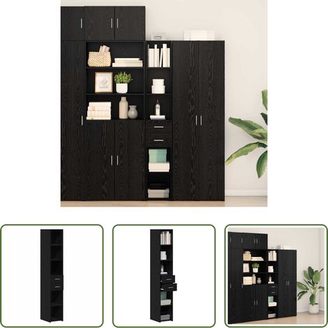 Rangement bureau - Bibliothèque avec tiroir Chêne noir 30 x 42.4 x 185.2 cm (1/5)