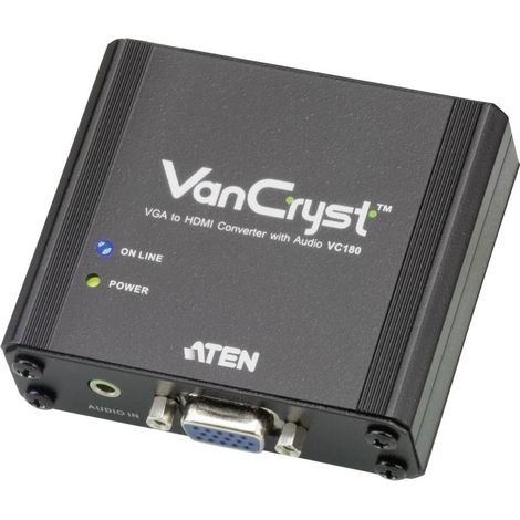 Convertisseur VGA, Jack, HDMI ATEN VC180 [1x VGA femelle, Jack femelle 3.5 mm - 1x HDMI femelle] noir (1/4)