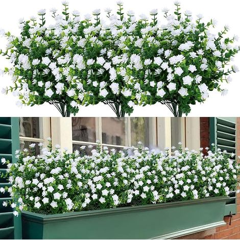 Kunstblumen für den Balkon, 6 Sträuße, UV-beständige Dekoration, geeignet für den Balkon, den Garten sowie für den Innen- und Außenbereich