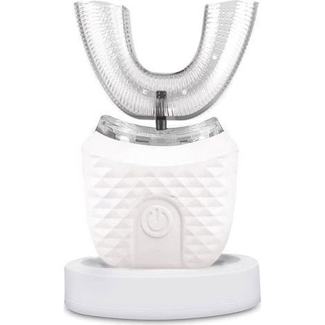 Brosse à dents électrique Longziming en forme de U pour adultes – Nettoyage automatique à 360° avec tête de brosse en silicone – 3 modes de brossage, lumière LED bleue et chargement sans fil – Étanché (1/5)
