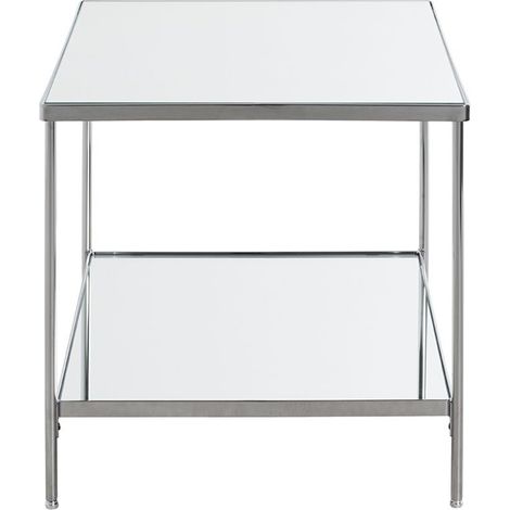 Table d'appoint en métal chromé coloris gris et verre -longueur 45 x profondeur 45 x hauteur 46 cm (1/4)